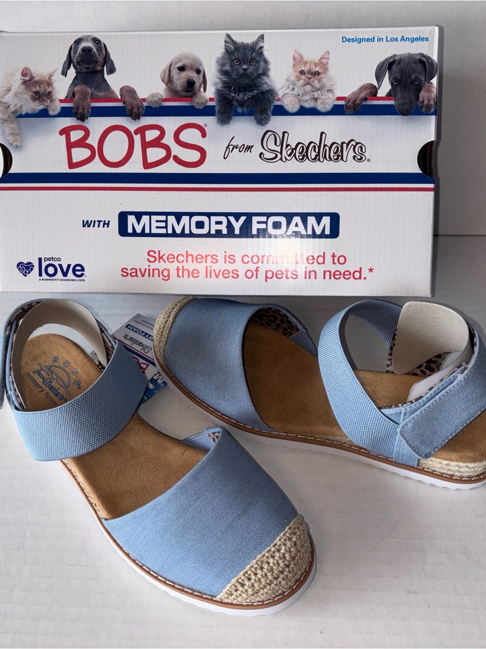 BOBS from Skechers Girls Light Blue Strap Espadrille Sandals